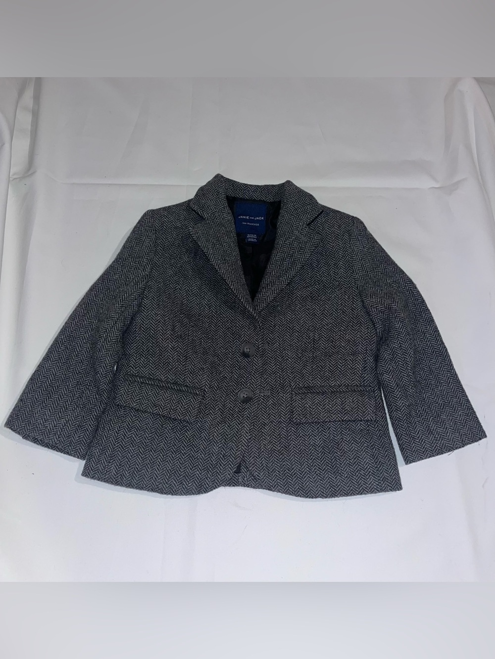 Janie and Jack Gray Herringbone Toddler Suit Set 18-24M Blazer Pants